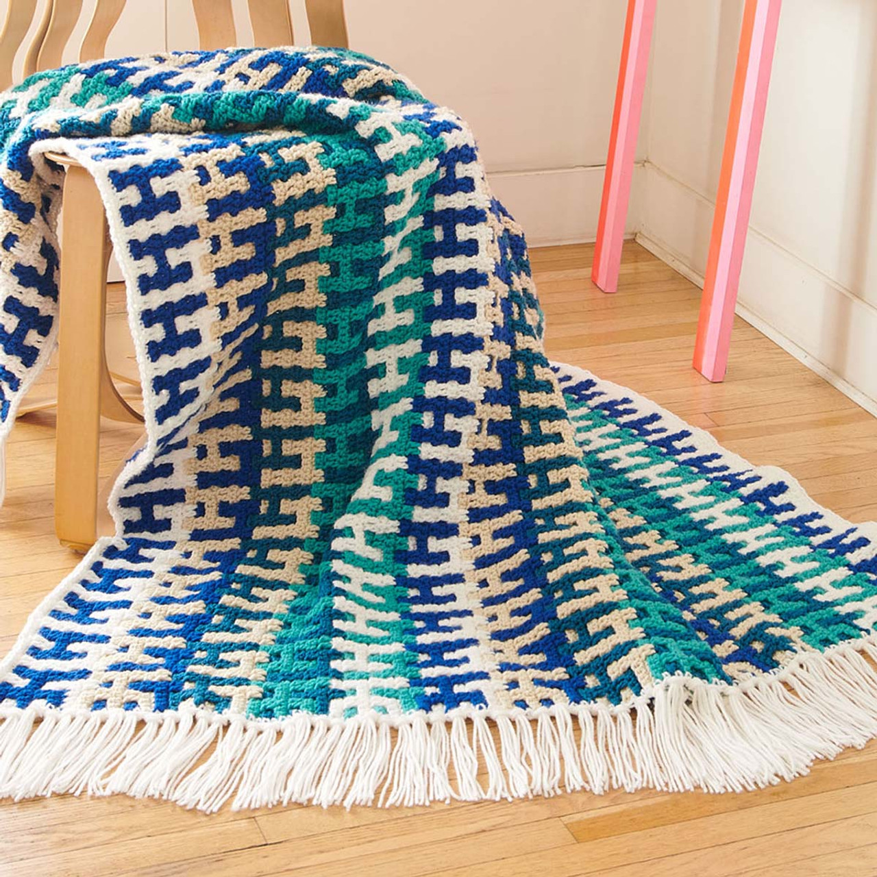 Caron Frenetic Stripes Mosaic Blanket Crochet Kit